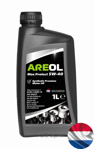 Масло моторное AREOL Max Protect 5W-40 (1L) синт.\ ACEA A3/B4, API SN/CF