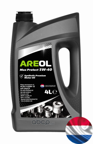 Масло моторное AREOL Max Protect 5W-40 (4L) синт.\ ACEA A3/B4, API SN/CF